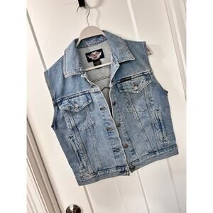 Harley Davidson unisex‎ Denim Jean Motorcycle Vest Biker Blue Size Medium